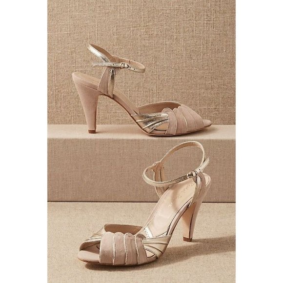 Rachel Simpson Shoes - Bhldn Rachel Simpson Pink Gold Metallic Caramia Heels Shoes Bridal Size 40 9 NEW